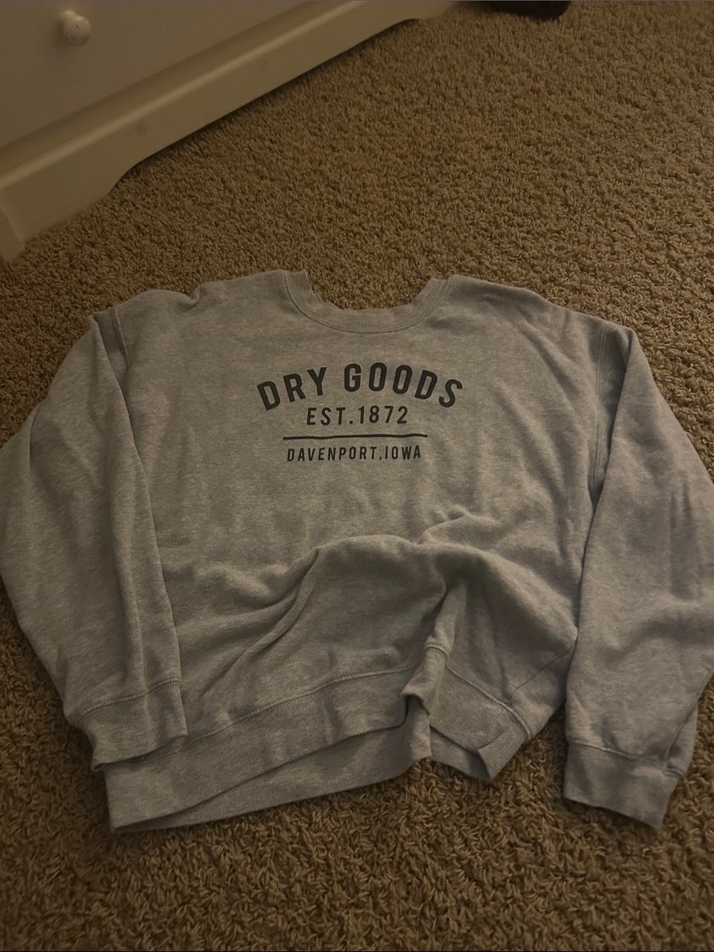 Dry Goods Light Gray Crewneck Sweatshirt with Black Print